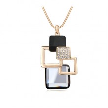 Gold Plated Cube Station Boutique Chain Black Diamond Crystal